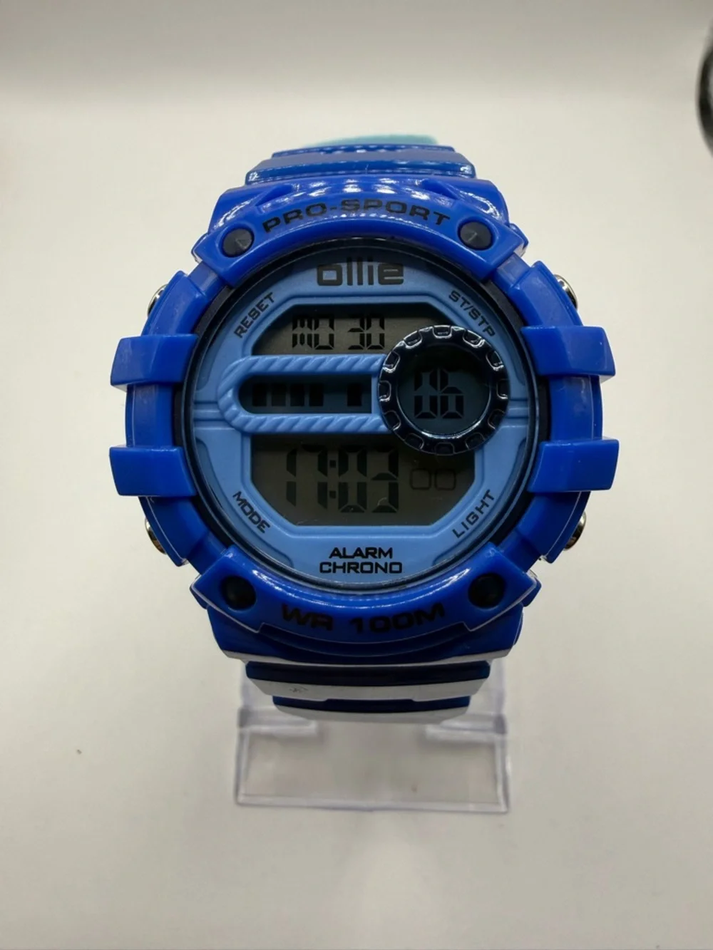 Ollie Digital Watch featuring a Blue Resin Band and Bezel Chronograph